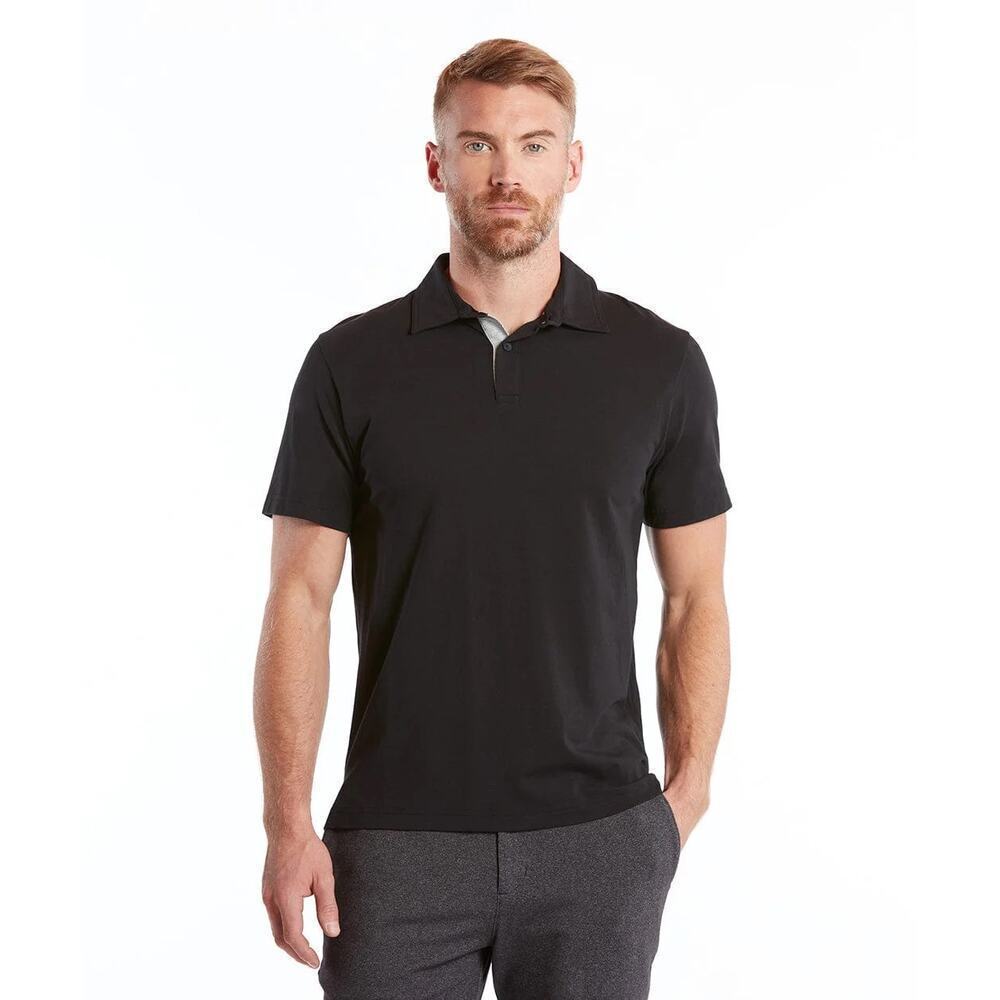 Public Rec M Go To Polo Black Pima Cotton Blend